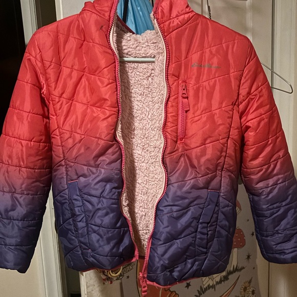 Eddie Bauer Other - Eddie Bauer Girls’ Puffy Coat | Hooded | Pink & Purple Ombré